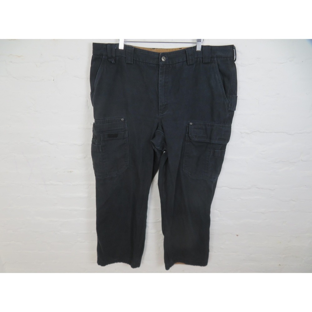 Duluth Trading Cargo Pants Mens 42x30 Blue Relaxed Canvas Workwear Utility